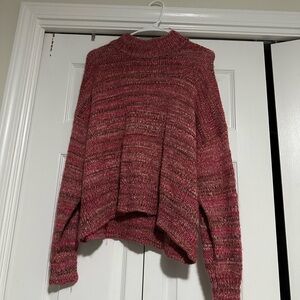 J. Crew Pink and Red Turtleneck Sweater